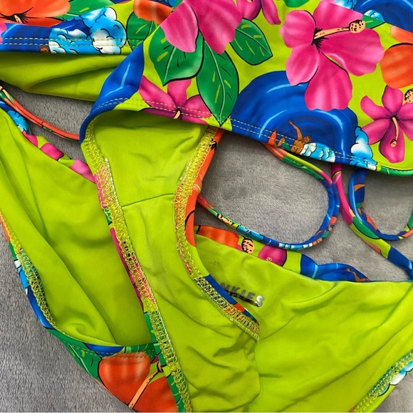 Frankie's Bikinis Floral One Piece Swimsuit - Pink and Blue - Picture 7 of 13